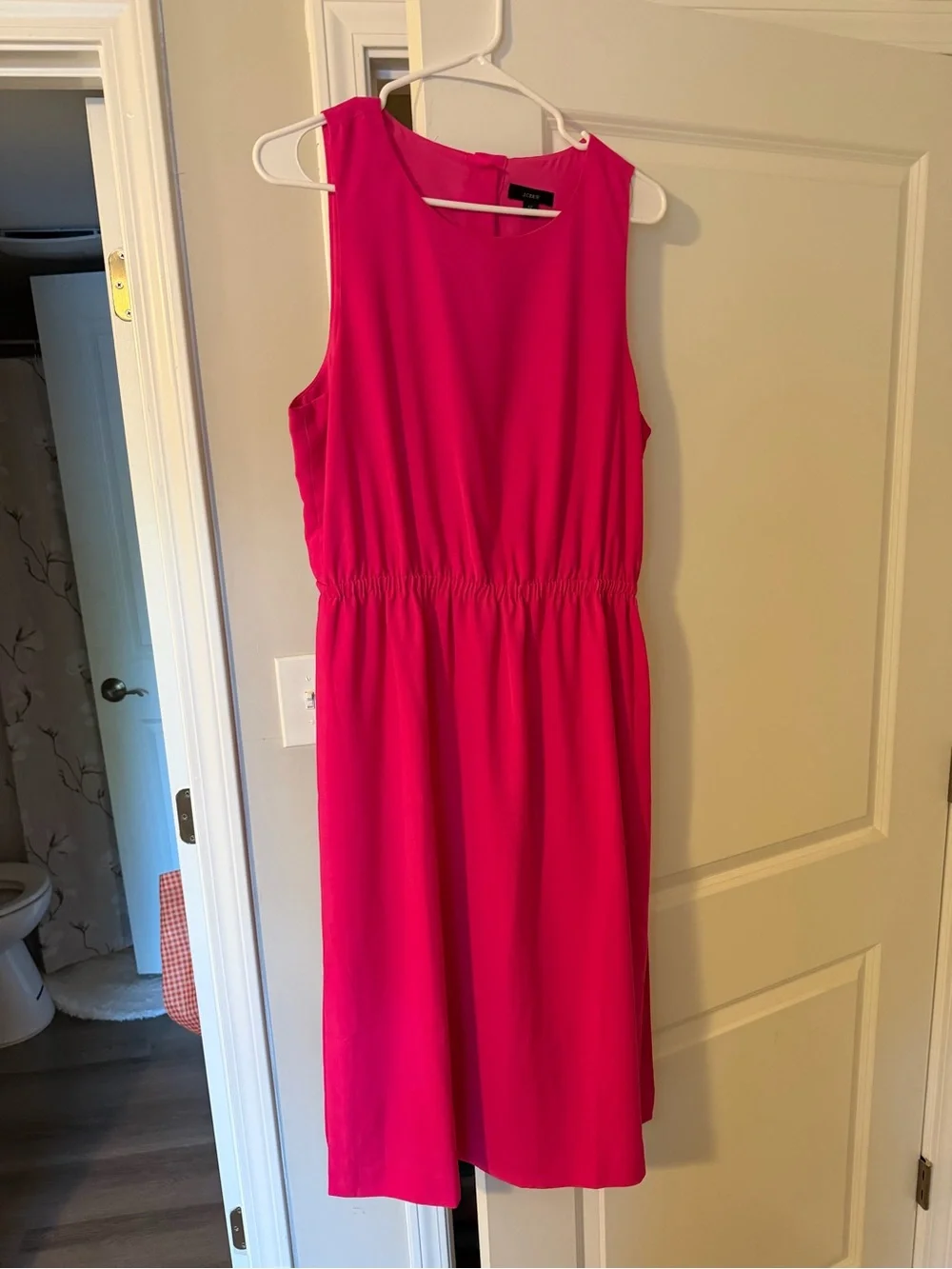 J. Crew Sleeveless Midi Dress in Hot Pink